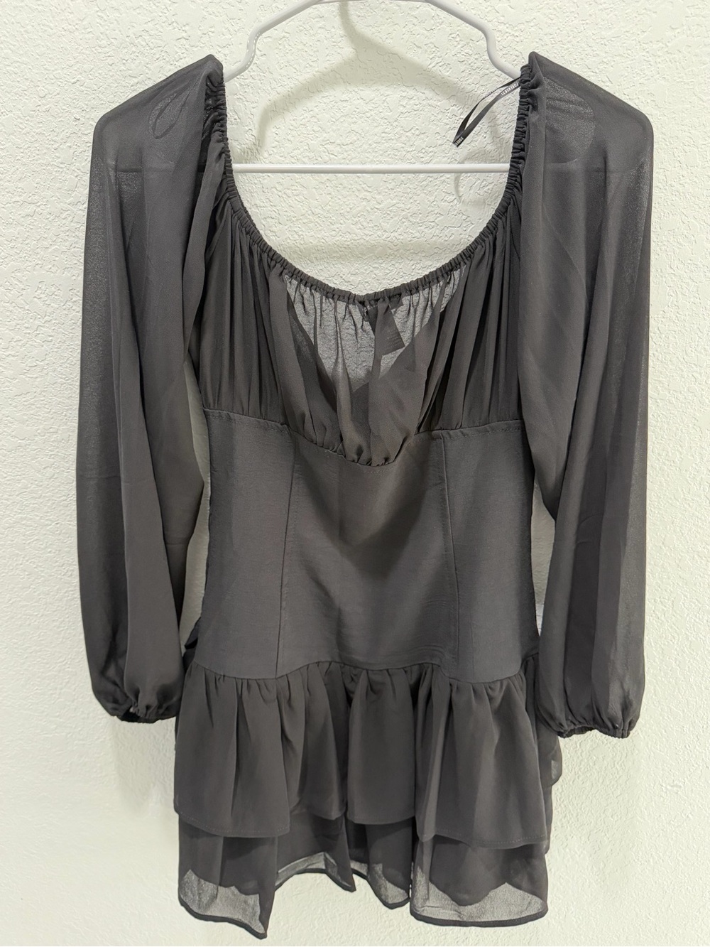 Forever 21 Black Sheer Long Sleeve Dress